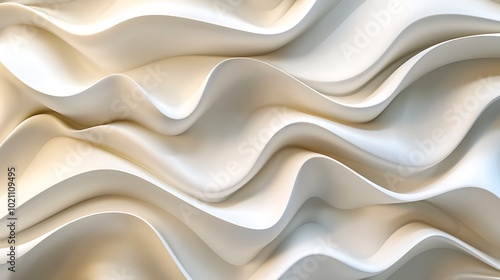 Beige white 3D wavy background. Wallpaper, presentation background with a place to text. AI generated