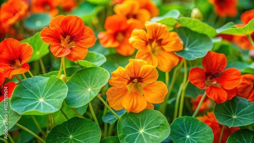 Wallpaper Mural A vibrant tapestry of orange and yellow blooms emerging from a bed of lush green leaves Torontodigital.ca