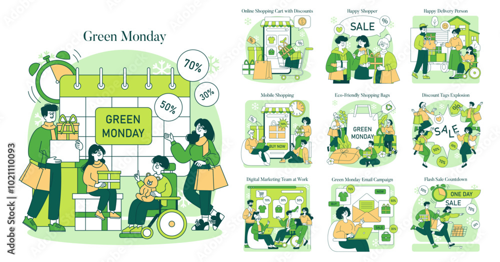 Green Monday. Flat Vector Illustration Green Monday. Flat Vector Illustration