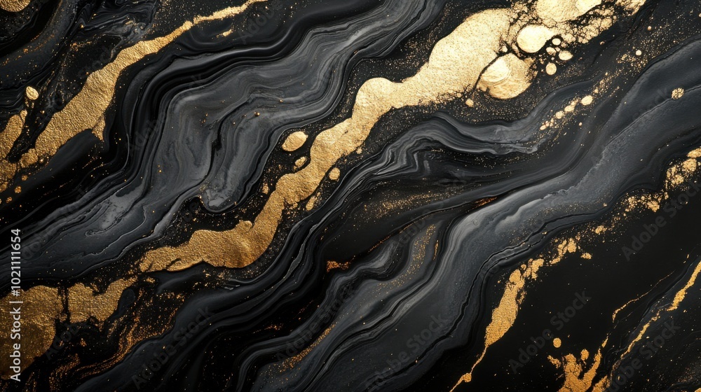 A high-res photograph of abstract marble ink art in black and gold, set on a textured leather-like surface. Smooth marbling flows, emphasizing the contrast and depth. A high-res photograph of abstract marble ink art in black and gold, set on a textured leather-like surface. Smooth marbling flows, emphasizing the contrast and depth.