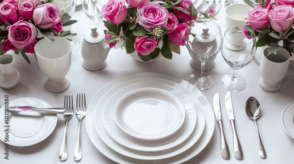 Sophisticated table arrangement for a memorable celebration or special event with elegant decor Sophisticated table arrangement for a memorable celebration or special event with elegant decor