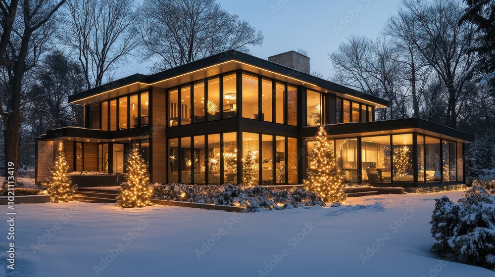 Modern Christmas House with Sleek LED Lights and Geometric Ornaments
Modern Christmas House with Sleek LED Lights and Geometric Ornaments