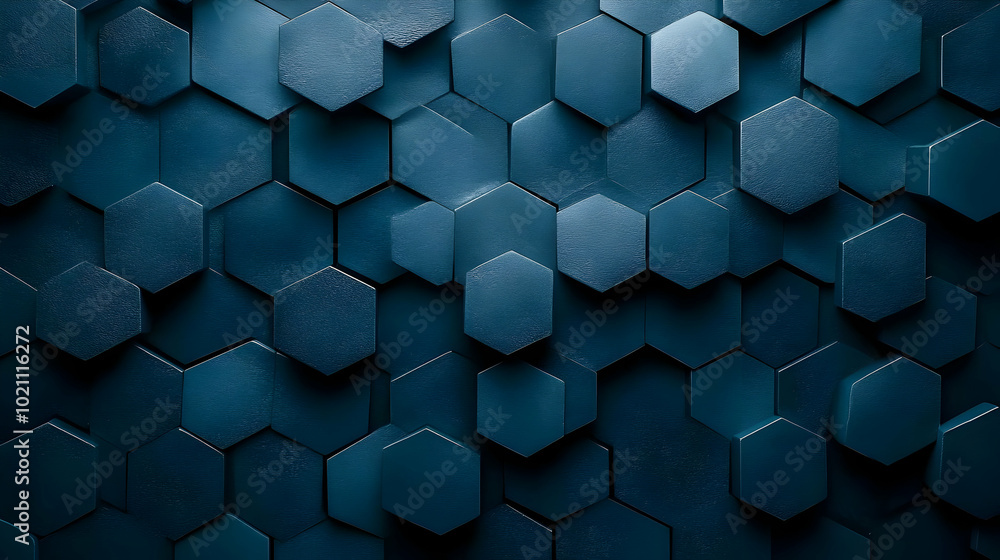 Abstract 3D Hexagon Pattern Dark Blue Background Abstract 3D Hexagon Pattern Dark Blue Background