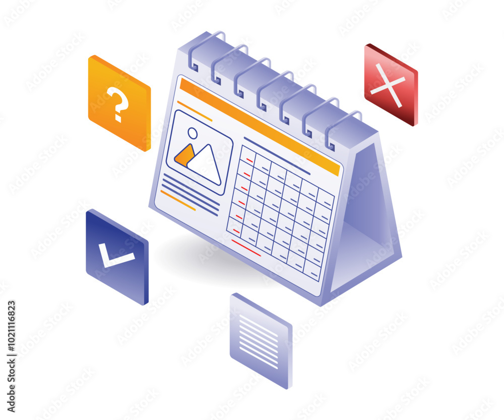 Fototapeta premium Isometric business plan calendar illustration