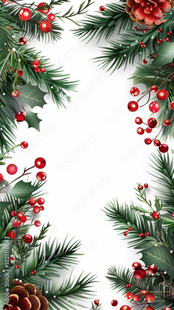 Christmas Tree Branch Frame for Holiday Decoration,Generated By Ai Christmas Tree Branch Frame for Holiday Decoration,Generated By Ai
