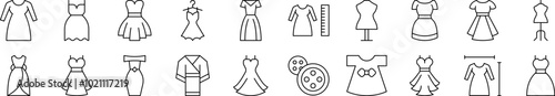 Collection of Icons of Dress Drawn with Thin Line for apps, web sites, banners, infographics and other types of design