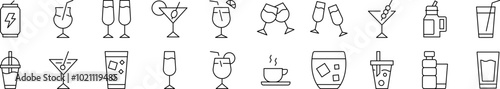 Collection of Signs of Alcoholic Drink, Energy Drink, Soft Drinks for apps, web sites, banners, infographics and other types of design
