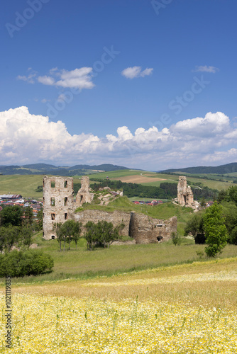 Ruins of Plavec castle near Stara Lubovna, Presov region, Slovakia photo