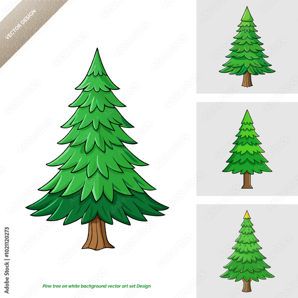 Pine Tree Vector Art Set Design on White Background Pine Tree Vector Art Set Design on White Background