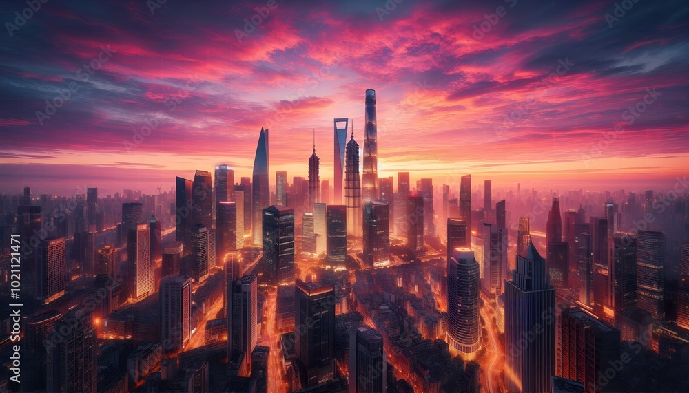 Obraz premium sunrise over the city