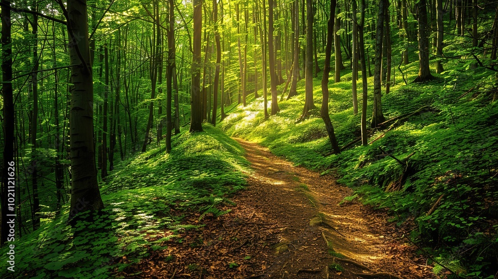Obraz premium Simple Visual on Forest Background - a serene and enchanting sight. The simple yet captivating image stands out against the lush forest backdrop.