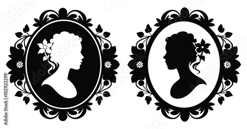 cameo silhouette vector on white background