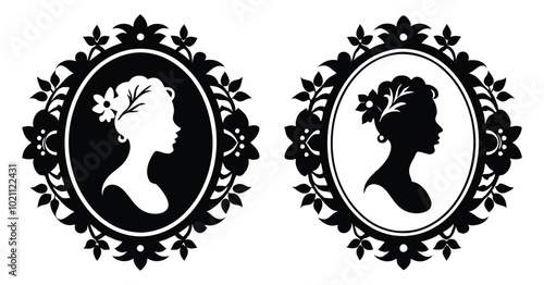 cameo silhouette vector on white background