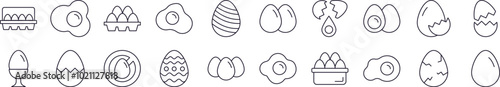Eggs Line Icon Collection. Editable Stroke. Perfect for Infographics, Articles, Books, Flyers, Banners