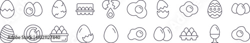 Eggs Related Image Collection. Editable Stroke. Perfect for Infographics, Articles, Books, Flyers, Banners
