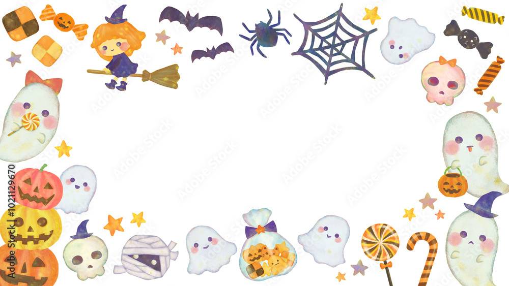 Fototapeta premium かわいいハロウィンのフレーム 枠