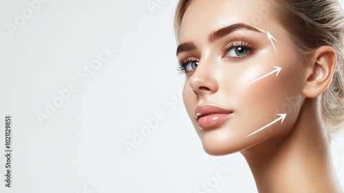 Gorgeous Woman with Elegant Makeup and Flawless Skin in Studio Portrait