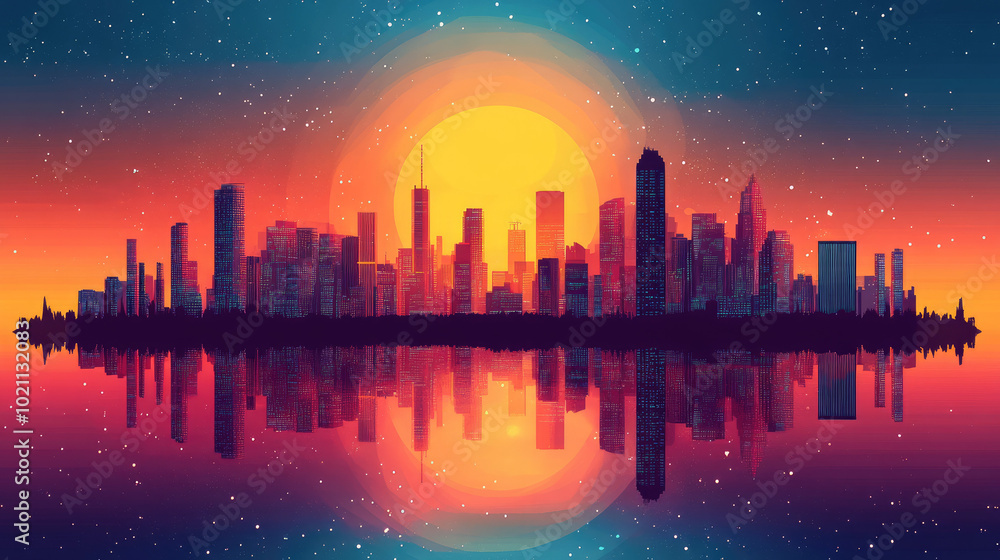 Fototapeta premium Flat vector illustration of a city landscape