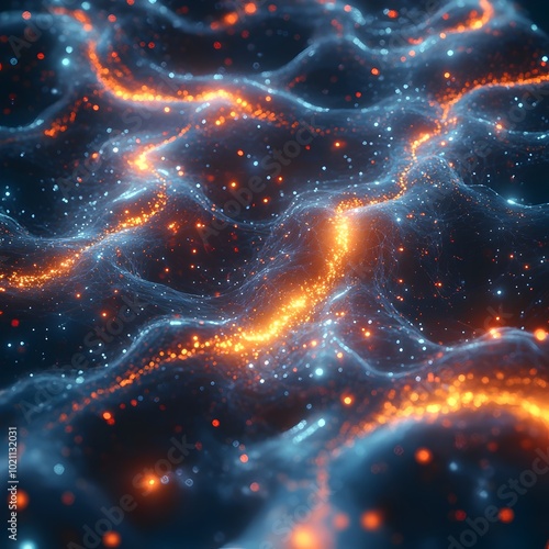 Mesmerizing Futuristic Neural Network Illuminating Digital Landscape   Intricate pulsing neural web of detailed and interwoven luminous energy strands coalescing in an abstract