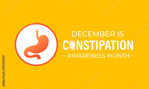 Constipation awareness month observed each year during December. Banner poster, flyer and background design template. Vector illustration.