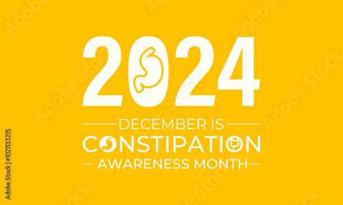 Constipation awareness month observed each year during December. Banner poster, flyer and background design template. Vector illustration.