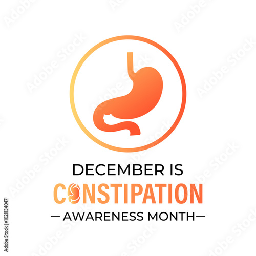 Constipation awareness month observed each year during December. Banner poster, flyer and background design template. Vector illustration.