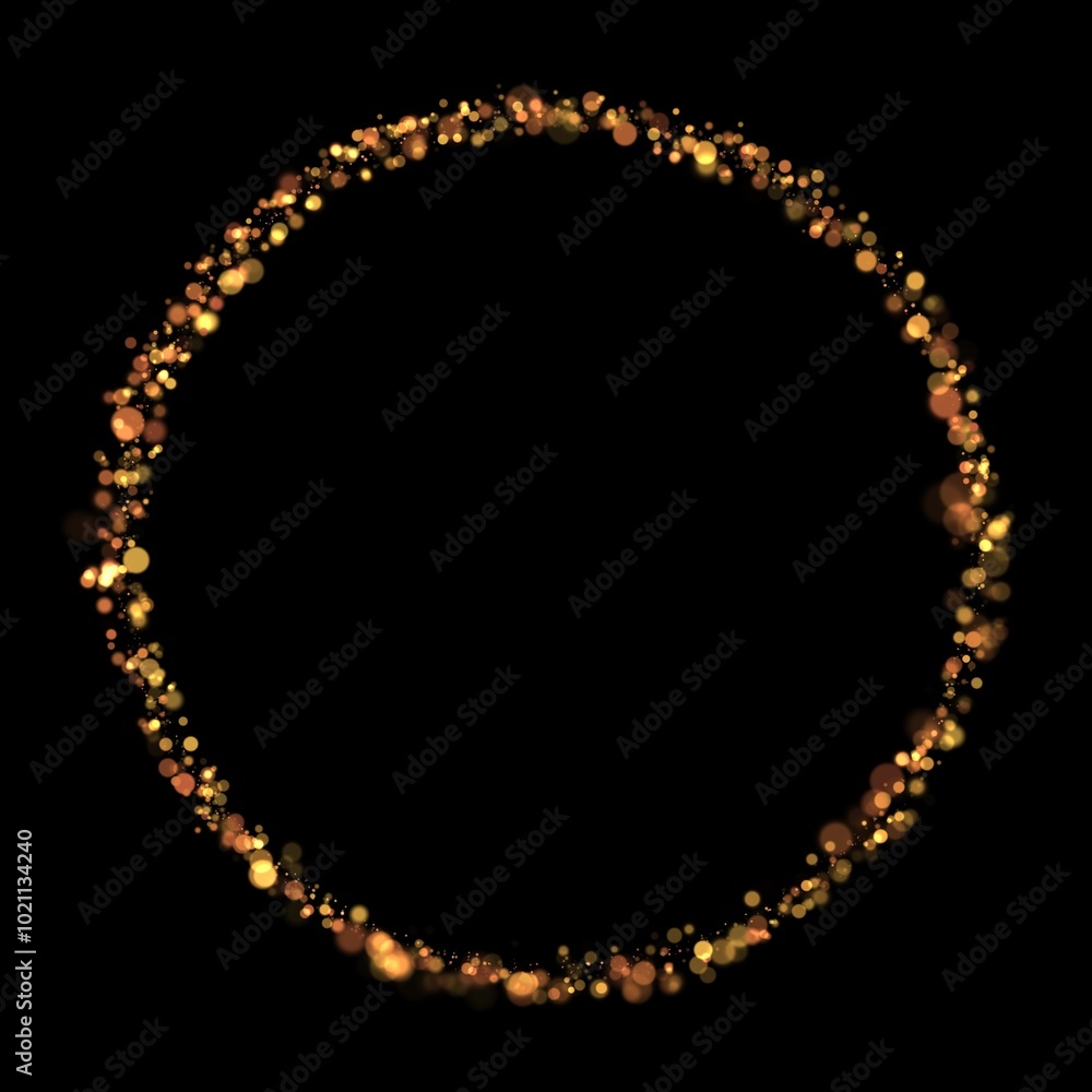 Gold sparkle or glitter lights effect round or circle frame, transparent light bokeh, isolated. Golden border, jewel deco art. Shining dust glowing confetti. Spark object. Png Gold sparkle or glitter lights effect round or circle frame, transparent light bokeh, isolated. Golden border, jewel deco art. Shining dust glowing confetti. Spark object. Png