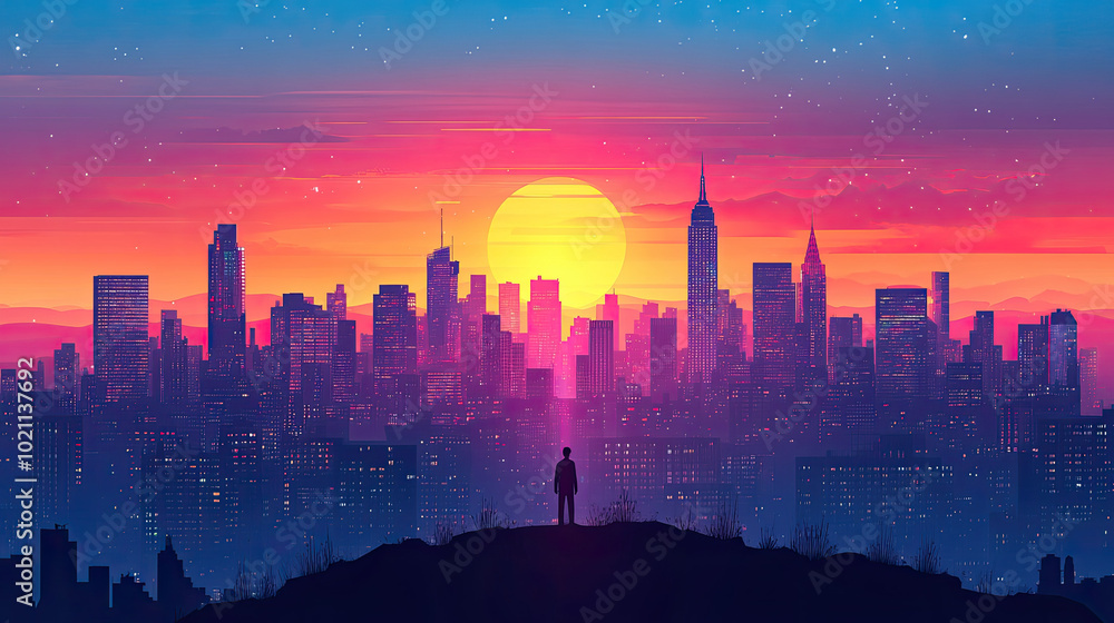 Flat vector illustration of a city landscape Flat vector illustration of a city landscape