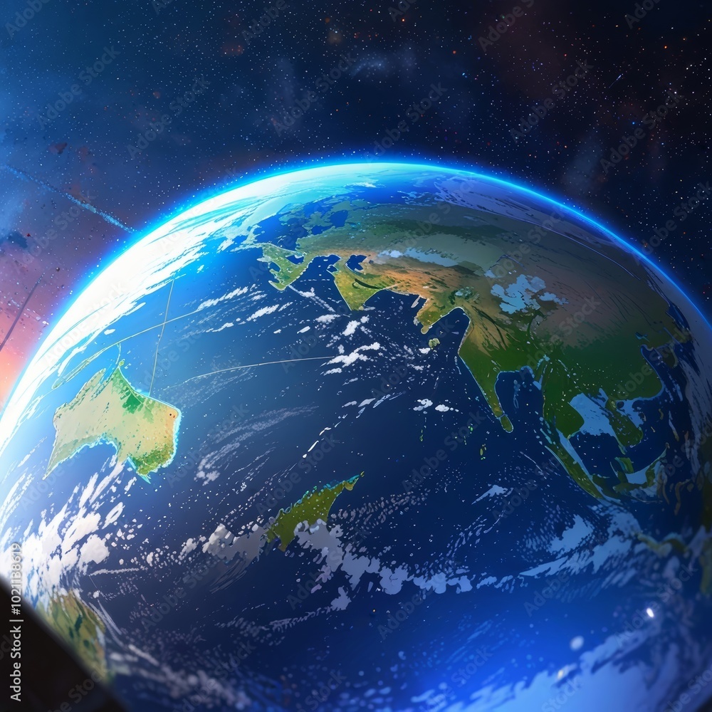 Fototapeta premium View of a planet from inside a futuristic spacecraft