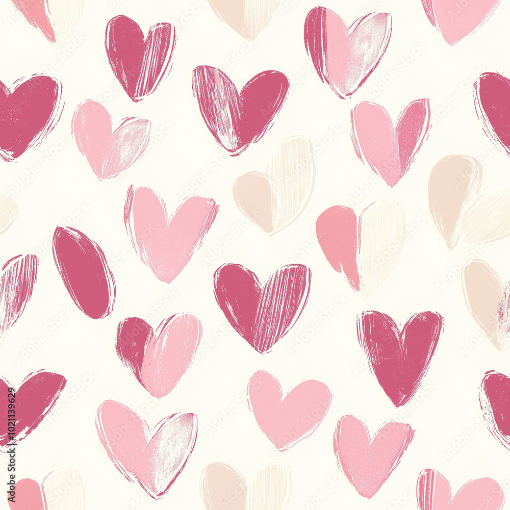 Seamless pattern with abstract hearts, watercolor, romantic Seamless pattern with abstract hearts, watercolor, romantic