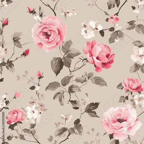 Wallpaper Mural Allover design pattern art and beautiful combination textile designs and vintage flower Torontodigital.ca