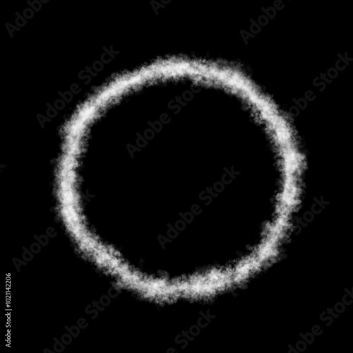 transparent smoke circle frame, round smog or cloud, steam border, isolated. Cigarette vapor, smoke ring. realistic pipe or hookah smoking. Puffing, fog flowing. Png photo