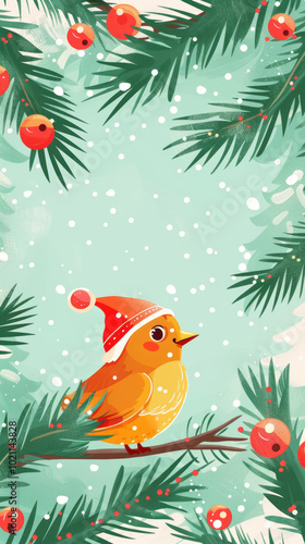 Wallpaper Mural Christmas Tree Winter Wonderland: A Festive Vector Illustration with Snowflakes and Stars,Generated By Ai Torontodigital.ca