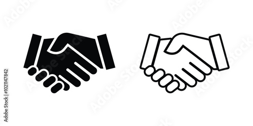 Handshake icon. Businessman handshake line icon. Contract agreement, deal, partner, business symbol. Vector illustration