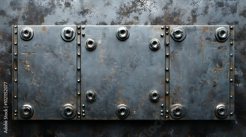 Industrial Metal Panel Background - Rust, Screws, and Texture