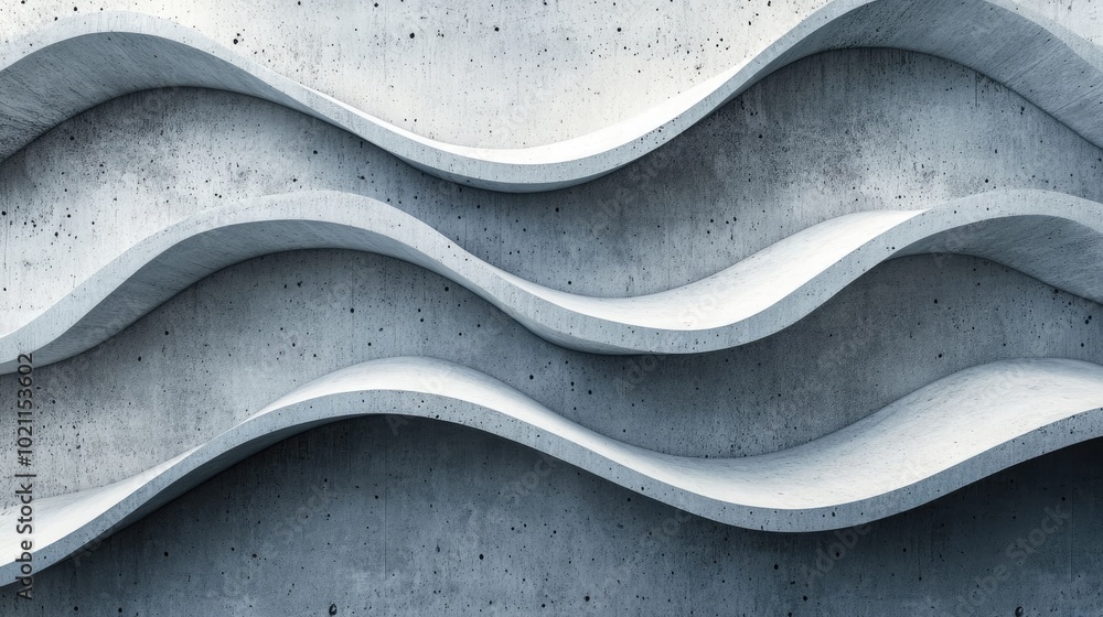 Abstract wavy concrete wall design showcasing smooth curves and textures. Abstract wavy concrete wall design showcasing smooth curves and textures.