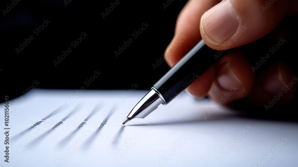 a person signing a contract with a pen, signifying the formal authorization of an agreement or deal a person signing a contract with a pen, signifying the formal authorization of an agreement or deal
