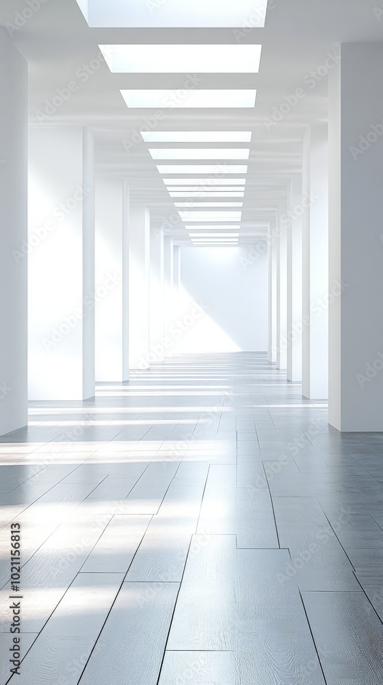 White Corridor with Skylights. White Corridor with Skylights.
