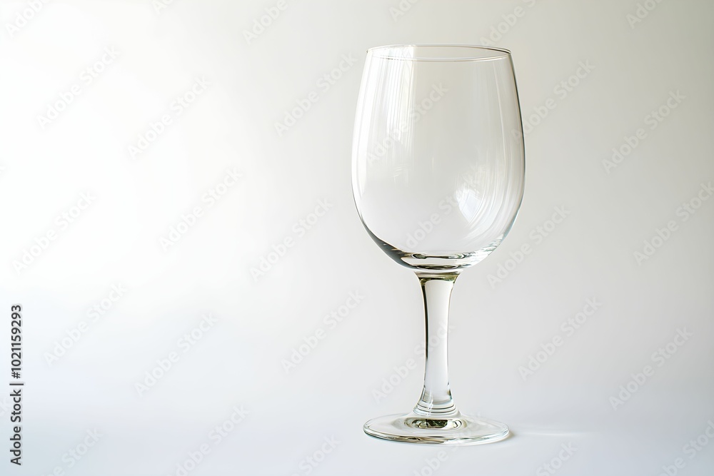 A clear wine glass on a simple background highlighting its elegant design and shape A clear wine glass on a simple background highlighting its elegant design and shape