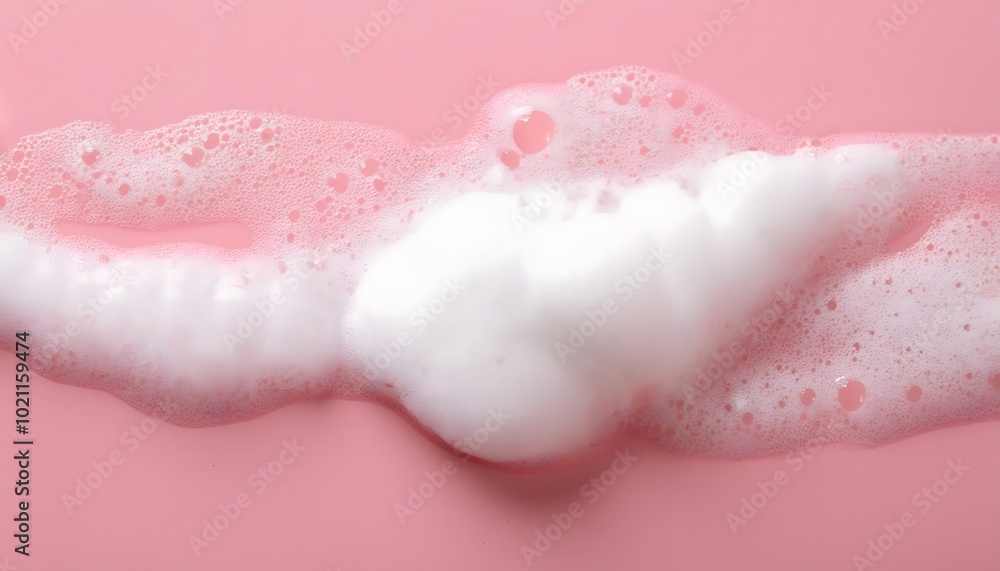 Fototapeta premium Shampoo foam with large, soft bubbles against a pastel-colored background