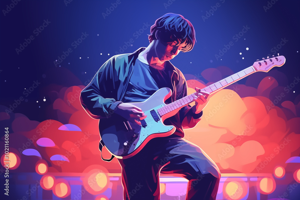 Obraz premium a man playing a guitar