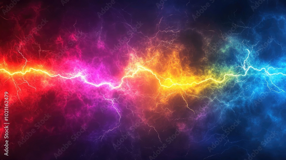 Fototapeta premium Vibrant electric energy in a spectrum of colors creating a dynamic and captivating visual.