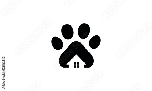 a graphic image with a pet house theme, on a white background. vector graphic base.