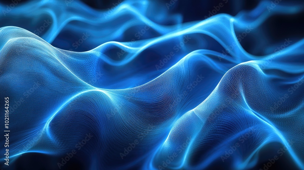 Obraz premium Abstract blue waves creating a fluid and dynamic visual effect.