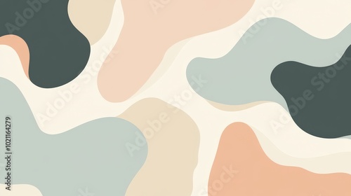 Abstract pastel pattern with soft organic shapes and muted colors.