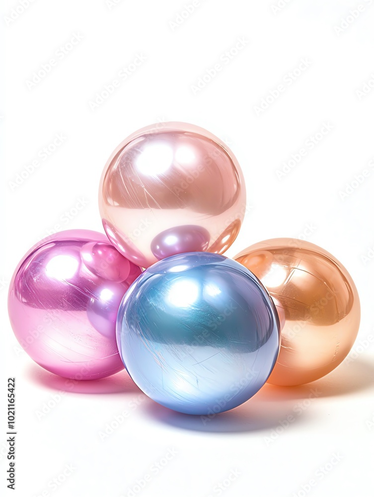 Four iridescent balloons in pink, blue, purple and orange. Four iridescent balloons in pink, blue, purple and orange.
