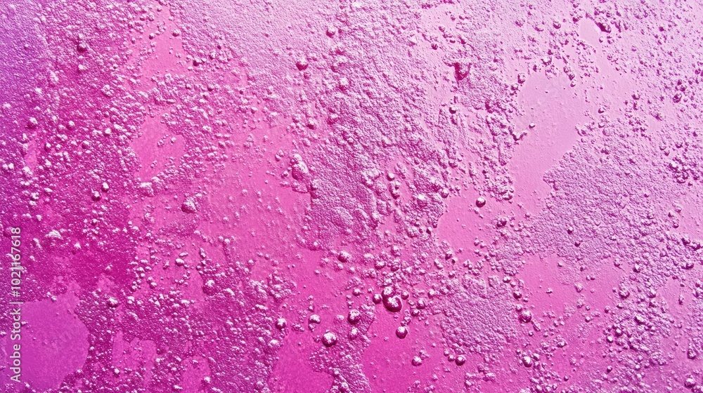 A vibrant close-up of water droplets on a pink surface, creating a dynamic and colorful texture. A vibrant close-up of water droplets on a pink surface, creating a dynamic and colorful texture.
