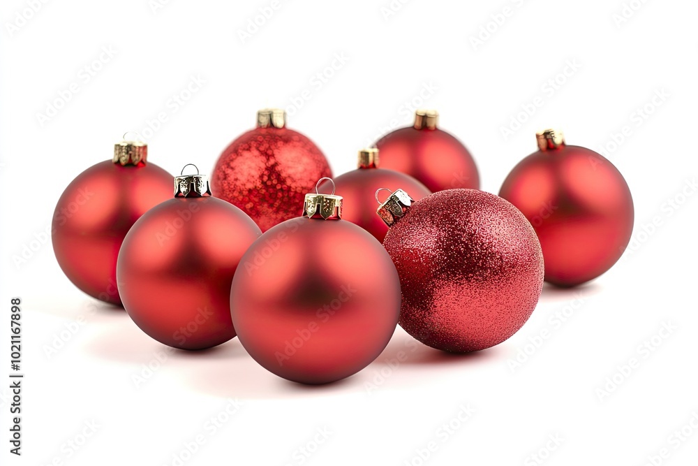 red christmas balls isolated on white background with generative ai red christmas balls isolated on white background with generative ai