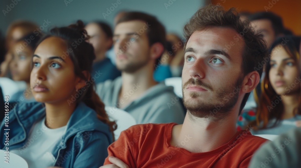 Obraz premium Attentive Audience Listening to a Presentation