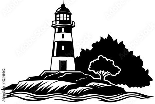 lighthouse  silhouette vevtor, lighthouse icon illustration